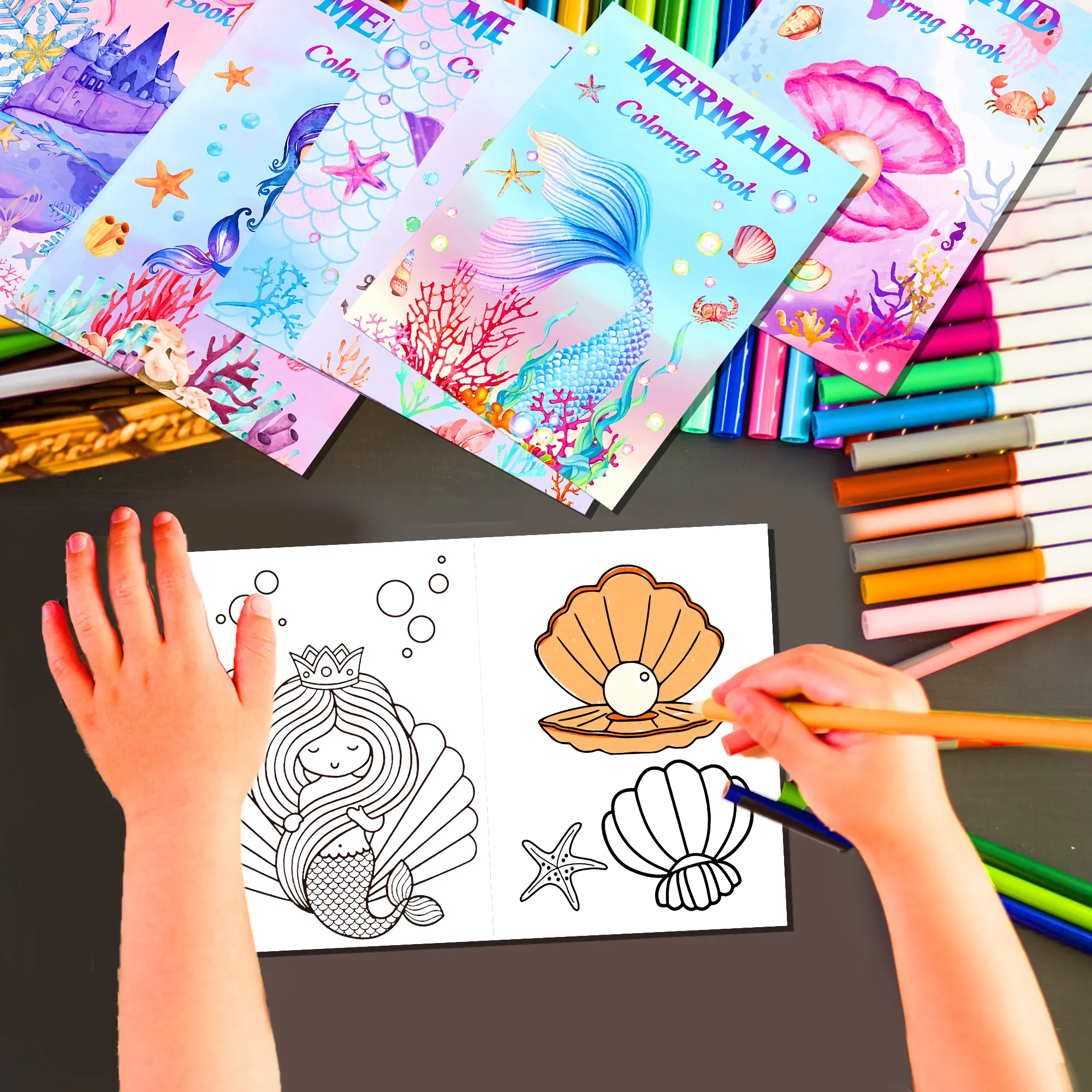 TY012 Little Mermaid Mini Coloring Book Graffiti Painting Book for School Activity Kids Birthday Gift Fillers Party Supplies