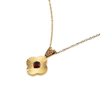 Collier pendentif en acier inoxydable pour femme, plaqué or 18 carats, design floral tendance et simple, inspiré du luxe, motif fleur découpée, chaîne Figaro