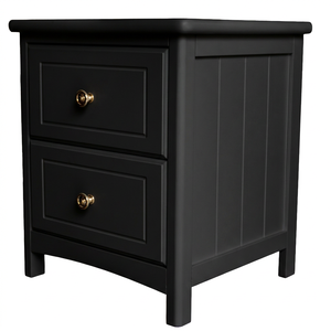 Table de chevet européenne moderne - 2 tiroirs, poignées en alliage de qualité supérieure, design compact pour petits espaces (noir vintage) - Product Image 4