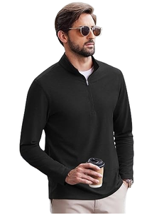 <b>Mens</b> Solid Winter Casual <b>Pullover</b> Button-Up Jersey Sweatshirt 100% Polyester - Product Image 1