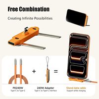 Chargeur de téléphone 240W, câble en silicone détachable, support universel, type-C, angle 90°, transfert de données 480 Mbps