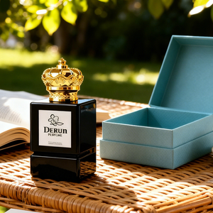 Fragancia de Lujo, Botella de Perfume Cuadrada Negra Vacía de 30ml 50ml 100ml para Hombre y Unisex, Perfume Natural con Caja y Etiqueta Dorada - Product Image 1