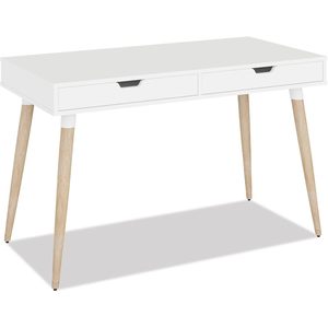 Alera Escritorio Escandinavo para Espacio de Trabajo, 47.24" X 23.62" X 29.53", Escritorio para Computadora Blanco/Madera Beige - Product Image 2