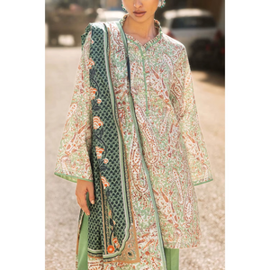 Combinaisons en coton/laine de style pakistanais brodées pour femmes, Shalwar Kameez d'été pour femmes - Product Image 6