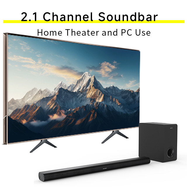 2.1 Channel Soundbar Speaker with Wireless Subwoofer for V5.3 Home Theatre Computer Mobile Phone Use Customized