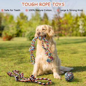 Jouets à mâcher pour chiens en corde à double nœud résistants aux morsures et durables pour le nettoyage des dents des chiots - Product Image 5