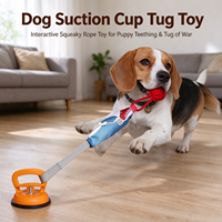 Jouet à tirer pour chien avec ventouse, jouet interactif couineur à mâcher, jouet autonome pour le nettoyage des dents pour chiots et chiens adultes, intérieur et extérieur