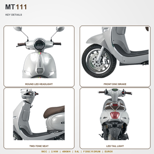 Scooter à essence classique 50cc, design vintage, scooter à moteur à essence homologué EEC, Euro 5 EFI, cyclomoteur pour adultes MT111 - Product Image 2