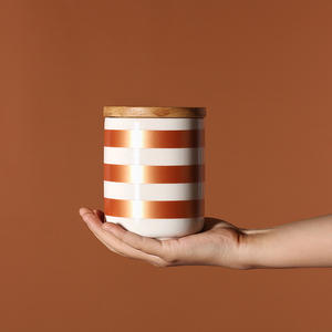 <b>Hot</b> Sale Ceramic Canisters Set Porcelain Seal tank Ceramic Candle Jar with Line Prints - Product Image 6