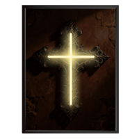 Peinture décorative en relief 3D avec croix de Jésus, lumière ambiante au néon LED, décoration murale sur le thème de la foi pour la maison, salon