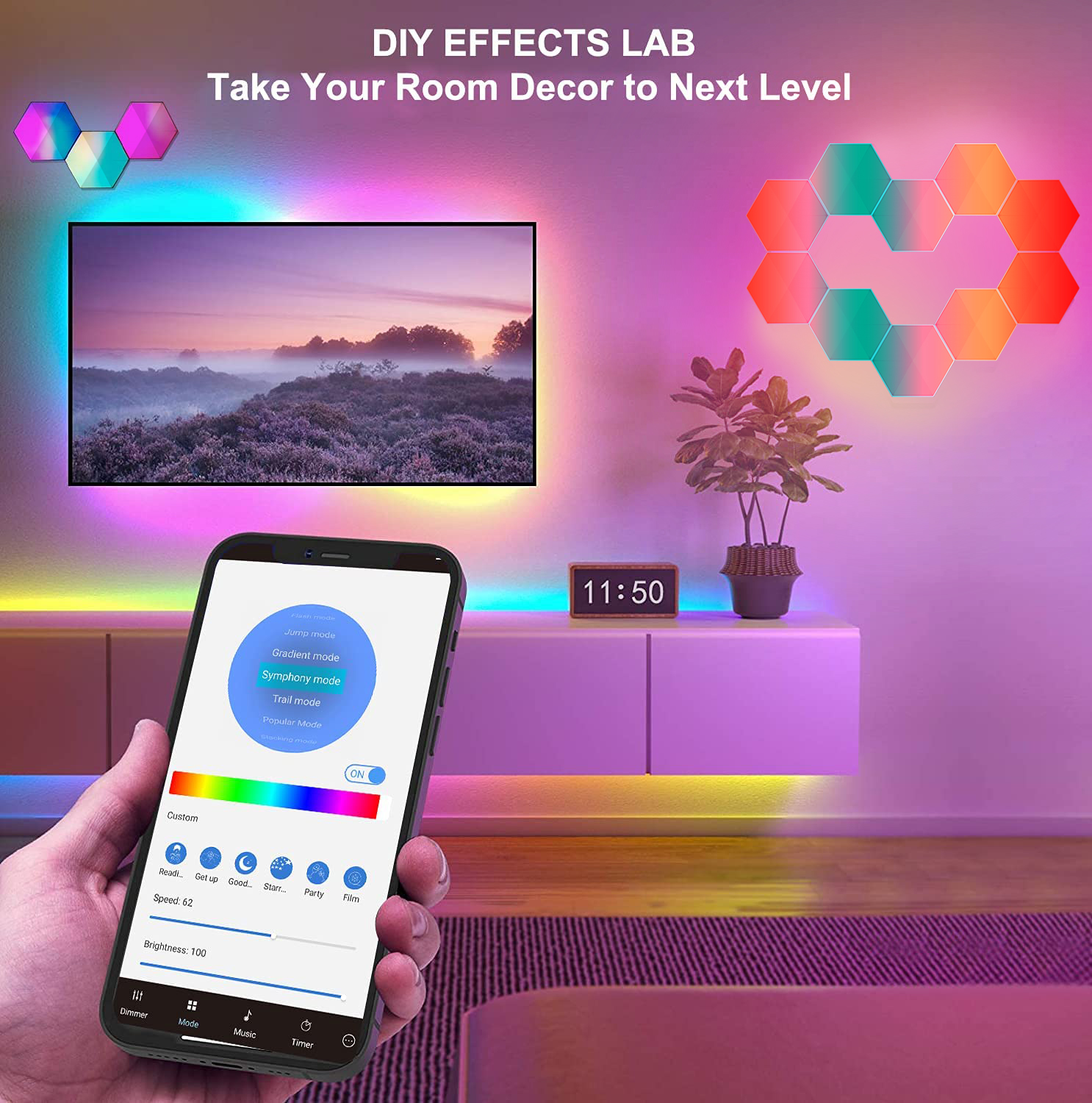 Tuya smart wifi wall light Gaming lamp Modular Hexagon Lights with remote control creative Honeycomb Light Led wall lamp