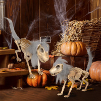 Décoration de fête d'Halloween De Long Z308, squelette de chien en plastique avec fourrure, pour anniversaire, carnaval, utilisation en intérieur/extérieur