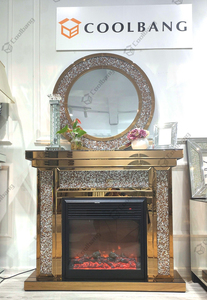 <span class=keywords><strong>Chimenea</strong></span> Eléctrica Contemporánea con Espejo en Oro Rosa y Marco de Diamantes Triturados para Salón - Product Image 4