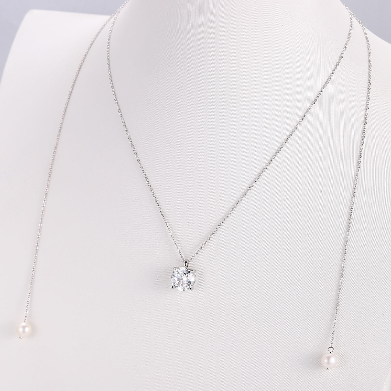 สร้อยคอเพชรแท้ ทองคำขาว 14k แท้