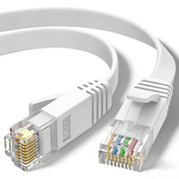 Cable Ethernet Cat6 de Alta Velocidad, Cable de Conexión RJ45 Plano, Cable de Red LAN UTP Negro, Cable de Comunicación de Datos de 1000 Mbps para Router y PC