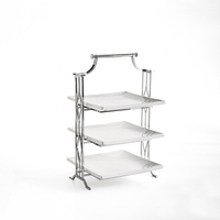 Support à gâteaux créatif en acier inoxydable à trois niveaux, présentoir de table de dessert pour buffet, support à pâtisseries et snacks pour le thé de l'après-midi