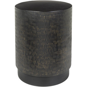 Modern <b>Black</b> Iron Cylinder End <b>Table</b> | Textured Metal Accent <b>Side</b> <b>Table</b> for Living Room & Bedroom bulk price collection - Product Image 3