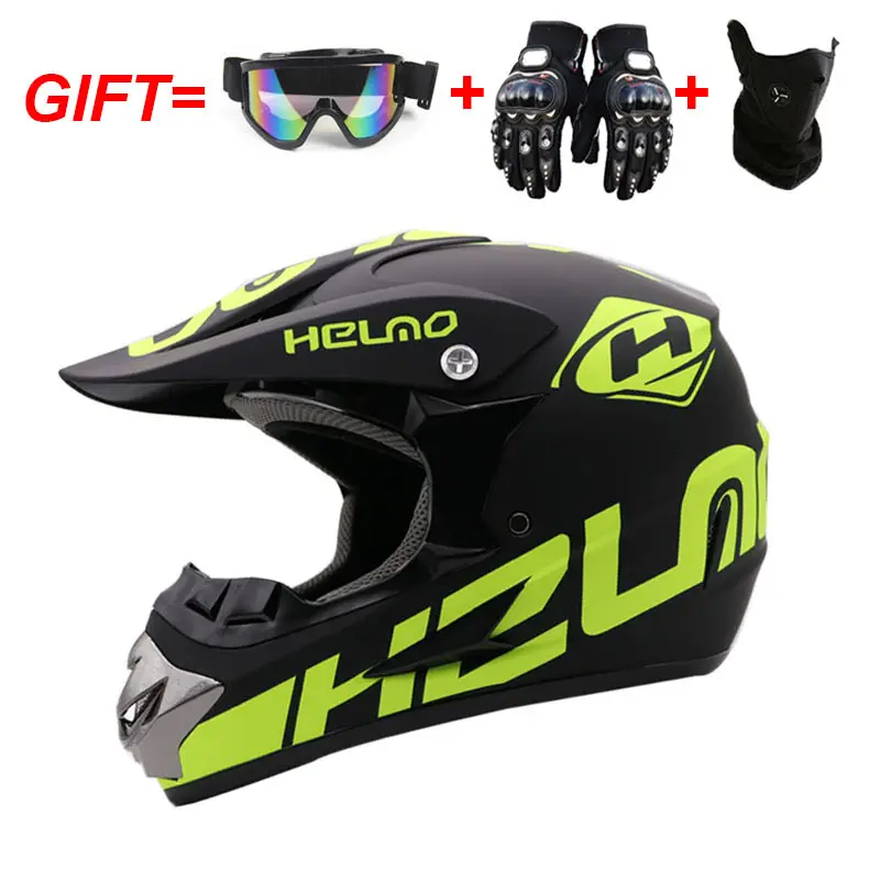 Шлем для мотокросса на все лицо, шлем для мотоцикла и велосипеда + очки + комплект перчаток