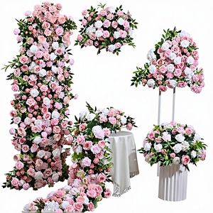 Искусственная гирлянда из красных и розовых гортензий и роз для декора стола, свадебных торжеств, оформления дорожек, декорации для школы, из шелка и пластика - Product Image 5