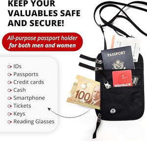 Portefeuille de cou multifonctionnel en nylon imperméable de style national, personnalisable, portable, pour les voyages, toutes saisons, organiseur de passeport - Product Image 5