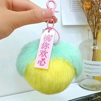 Boutique Véritable Fourrure Porte-clés Pendentif Rex Lapin En Peluche Fruit Collection-Persimmon Raisin Pomme Pêche Livre Sac Pendentif Cadeau