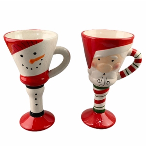 2025 Vintage Winking and Smiling Santa Faces 12 Ounce <span class=keywords><strong>Dolomite</strong></span> Ceramic Christmas Mug Juego de 2 - Product Image 2