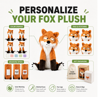 Peluche renard orange personnalisée à yeux bouillonnants, super douce, anti-stress, directement de l'usine, fabricant OEM ODM, polyester et coton PP