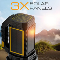Lampe de poche LED à charge solaire Lampe de recherche 3 panneaux solaires rechargeables avec poignée pour la chasse Camping Randonnée Urgence