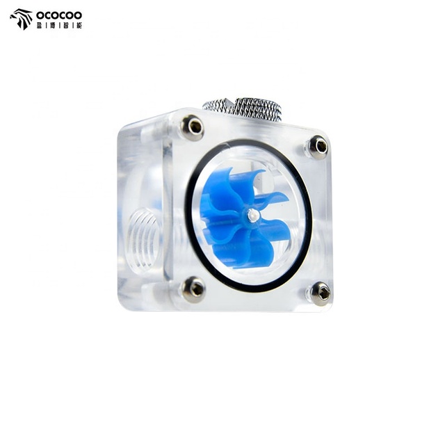 OCOCOO Transparent Acrylic Water Cooling Flow Indicator G1/4 Thread Inline Visual Impeller Type Meter for PC GPU CPU Liquid Loop