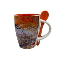 Série de saisons colorées 340ml Tasses en céramique Design classique avec souvenirs et cuillères attrayants en boîte pour les fêtes et les visites