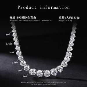 Collier en argent 925 en gros avec moissanite VVS couleur D, certifiée GRA, pour femme, avec trois griffes, dégradé de moissanites, idéal pour les mariages - Product Image 5