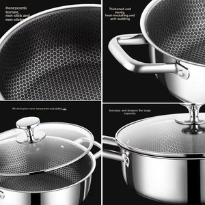 <span class=keywords><strong>Ensemble</strong></span> de casseroles en acier inoxydable durable, poêle antiadhésive, marmite à soupe grande capacité, compatible avec les cuisinières à gaz et à <span class=keywords><strong>induction</strong></span>, lave-vaisselle - Product Image 5