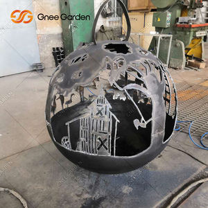 Pozo de fuego de acero Corten para interior/exterior creativo con diseño de esfera rústica Características de jardín para calefacción de combustible de carbón y leña - Product Image 3
