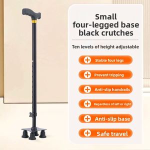 Bâton de marche léger et rétractable pour personnes âgées, antidérapant, à trois ou quatre pieds, en alliage d'aluminium, réglable - Product Image 4