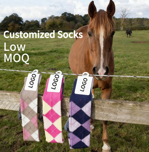 <span class=keywords><strong>Bottes</strong></span> d'équitation Jacquard Logo personnalisé OEM & ODM Chaussettes équestres de haute qualité et longueur de mollet souple bas quantité minimale de commande - Product Image 3