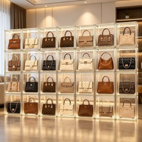 Boîte de rangement pour sacs à main et cadeaux SYD Design, anti-poussière, en plastique transparent avec porte magnétique