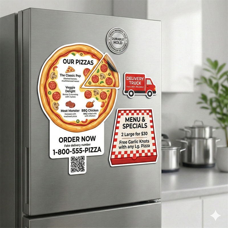 Pizza Delivery Menu Fridge Magnets With
