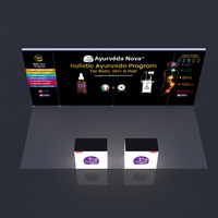 Mur d'affichage événementiel avec boîte à lumière LED intégrée pour stand de salon professionnel, stand pop-up en tissu portable