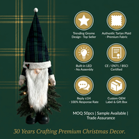 Arbre de Noël Gnome en PVC de 60 cm pré-éclairé par LED, forme minimaliste, cadeau élégant pour les amis, pour une ambiance festive et de la joie.
