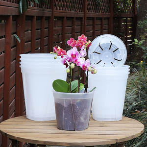 Pots d'orchidées, trous, soucoupes, plante en <span class=keywords><strong>plastique</strong></span> transparent, <span class=keywords><strong>jardinière</strong></span> d'intérieur, Mini <span class=keywords><strong>jardinière</strong></span>, pot de fleurs d'extérieur, pots de fleurs en <span class=keywords><strong>plastique</strong></span> - Product Image 2