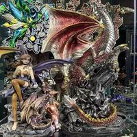 Magnifique statue de dragon féerique violet assis, artisanat en résine, décoration de fées et de dragons médiévaux pour forêt fantastique, figurine