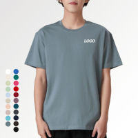 T-shirt en tricot uni de qualité supérieure pour l'été 2025, 240 GSM, coton peigné compact, col rond