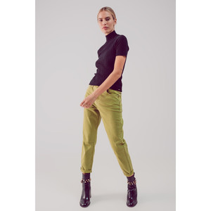 Jeans Slouchy a Vita Media in Cotone Colore Verde Acido - Product Image 6