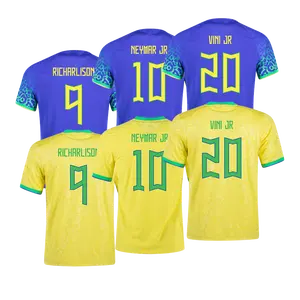 Neymar JR Brasil Camisa De Futebol Nacional 2022 9 10 Richarlision 20 Vini JR Casa Fora Camisas Dos Homens Uniforme Desgaste do Futebol