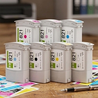 Cartouche d'encre complète InkLab 400ml 7 couleurs compatible HP821 avec encre latex et puce pour imprimantes HP 110/115 C M Y K LM LC OP