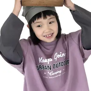 Поставка золотого поставщика, рекламная недорогая детская футболка-бокс из хлопка для девочек, футболка с пышными рукавами