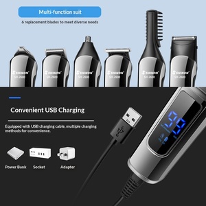 Nouvelle tondeuse à cheveux électrique multifonction 6-en-1 rechargeable et étanche avec écran LCD numérique pour tout le corps - Product Image 5