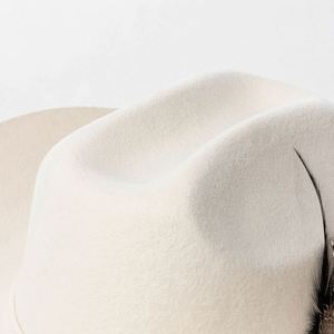 Wholesale Luxury High Quality Customize Old School Camo Felt Bulk Australia Wool Wooly Vintage Cowboy Men <b>Hat</b> With Feather <b>Band</b> - Product Image 6