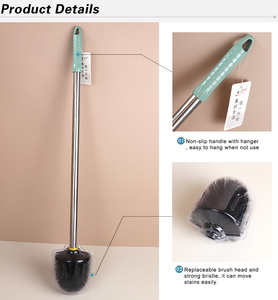 Scopino per WC con testa piatta rotonda in setola cespugliosa può appendere a muro per la pulizia della ciotola del toile del bagno domestico - Product Image 5