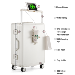 Aluminum Suitcase PC Multifunctional <strong>Luggage</strong> with Spinner Caster and Guardrail for Boarding and Strolling Anti <strong>Corner</strong> - Product Image 4